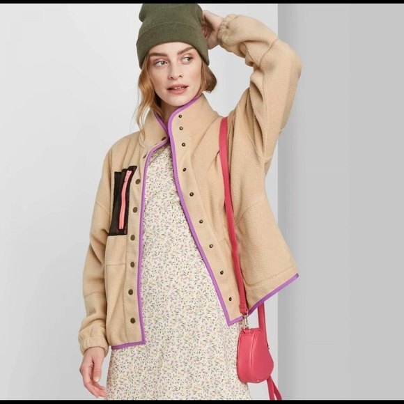 NEW Wild Fable Snap Front Faux Fur Sherpa Jacket - Picture 2 of 10